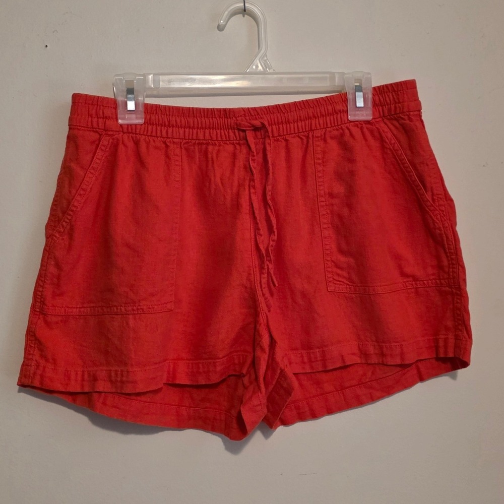 J.Crew Womens Shorts Womens Medium Red Linen Blend Drawstring Pockets